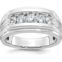 14K White Gold Men's 5-Stone Diamond Band with Polished and Brushed Finish - 0.75 Carats Total Diamond Weight by IBGoodman