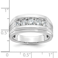 14K White Gold Men's 5-Stone Diamond Band with Polished and Brushed Finish - 0.75 Carats Total Diamond Weight by IBGoodman