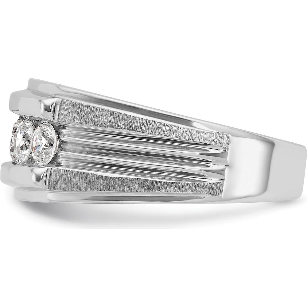 14K White Gold Men's 5-Stone Diamond Band with Polished and Brushed Finish - 0.75 Carats Total Diamond Weight by IBGoodman