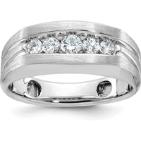 14K White Gold Men's 5-Stone Diamond Ring - 1/2 Carat Total Diamond Weight by IBGoodman