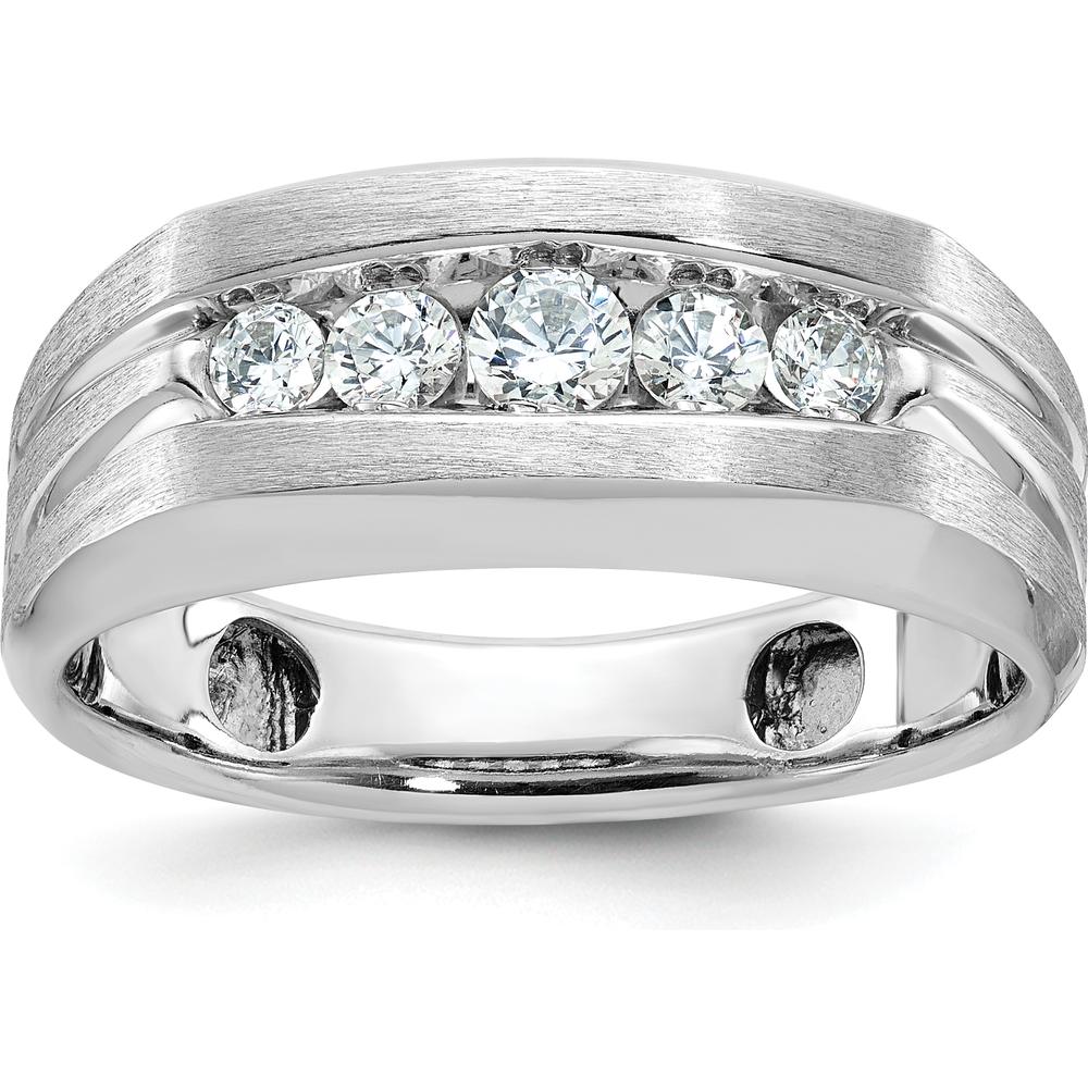 14K White Gold Men's 5-Stone Diamond Ring - 1/2 Carat Total Diamond Weight by IBGoodman