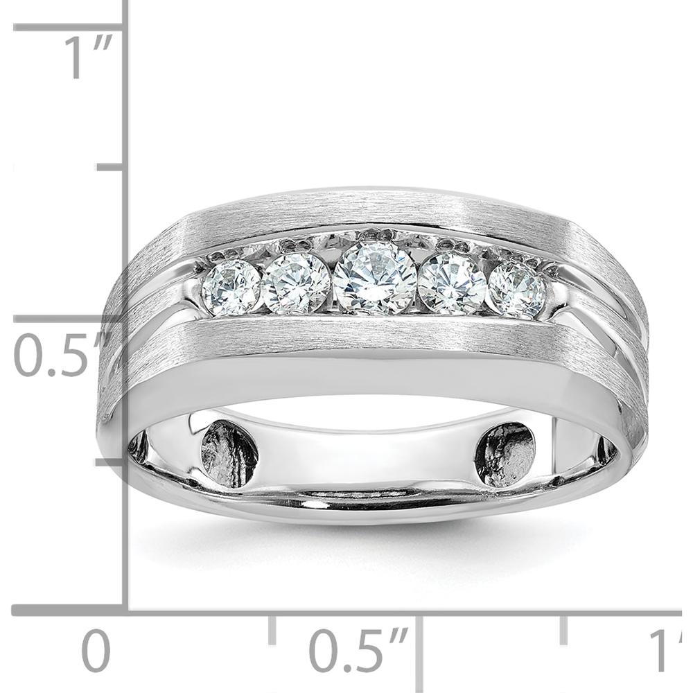 14K White Gold Men's 5-Stone Diamond Ring - 1/2 Carat Total Diamond Weight by IBGoodman