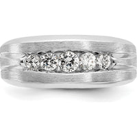 14K White Gold Men's 5-Stone Diamond Ring - 1/2 Carat Total Diamond Weight by IBGoodman
