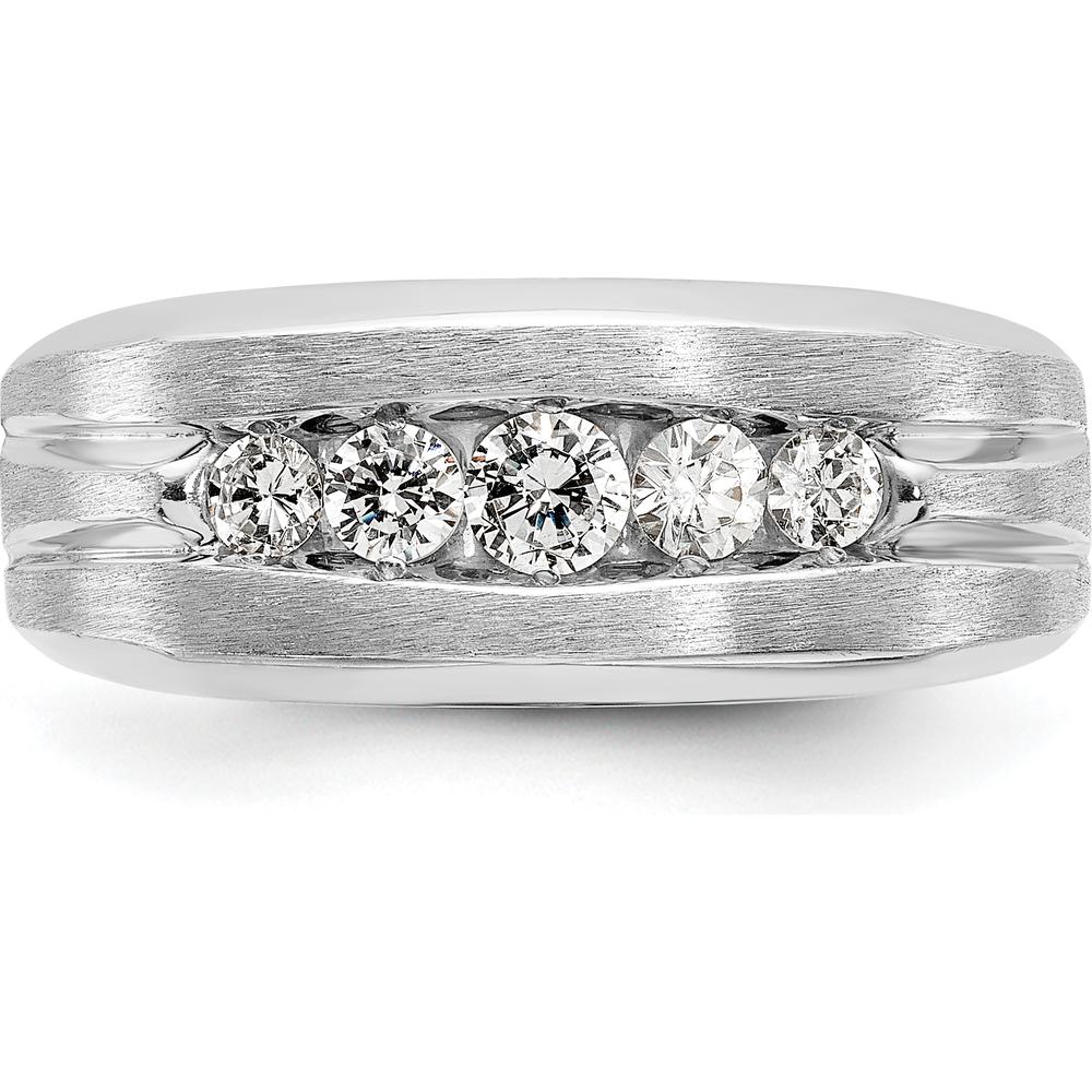 14K White Gold Men's 5-Stone Diamond Ring - 1/2 Carat Total Diamond Weight by IBGoodman