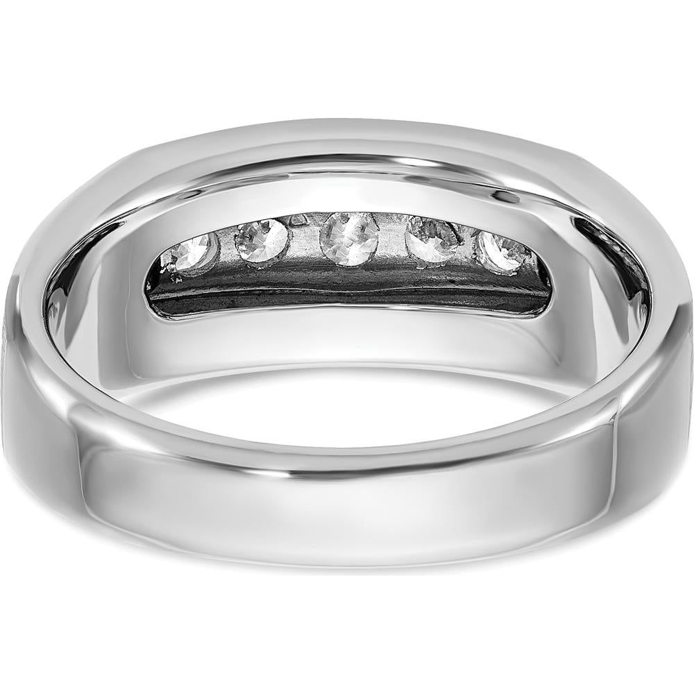 14K White Gold Men's 5-Stone Diamond Ring - 1/2 Carat Total Diamond Weight by IBGoodman