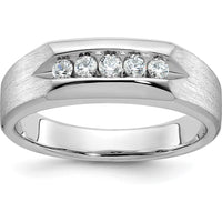 14K White Gold Men's 5-Stone Diamond Ring with Polished and Satin Finish - 1/4 Carats Total Diamond Weight by IBGoodman