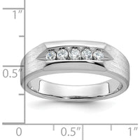 14K White Gold Men's 5-Stone Diamond Ring with Polished and Satin Finish - 1/4 Carats Total Diamond Weight by IBGoodman