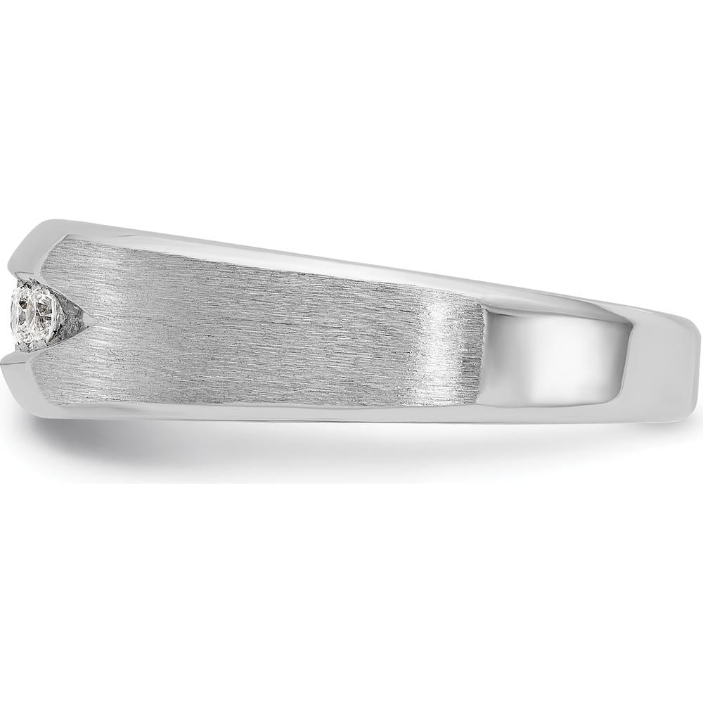 14K White Gold Men's 5-Stone Diamond Ring with Polished and Satin Finish - 1/4 Carats Total Diamond Weight by IBGoodman