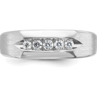 14K White Gold Men's 5-Stone Diamond Ring with Polished and Satin Finish - 1/4 Carats Total Diamond Weight by IBGoodman
