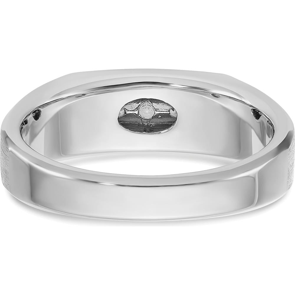 14K White Gold Men's 5-Stone Diamond Ring with Polished and Satin Finish - 1/4 Carats Total Diamond Weight by IBGoodman