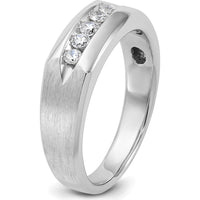14K White Gold Men's 5-Stone Diamond Ring with Polished and Satin Finish - 1/4 Carats Total Diamond Weight by IBGoodman
