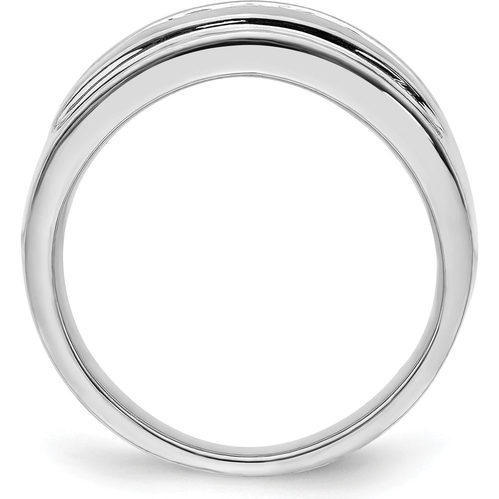 14K White Gold Men's 5-Stone Diamond Ring with Rhodium Plating - 0.25 Carat Total Diamond Weight by 0