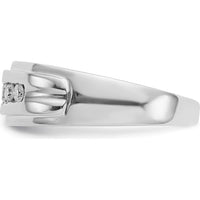 14K White Gold Men's 5-Stone Diamond Ring with Rhodium Plating - 0.25 Carat Total Diamond Weight by 0