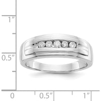 14K White Gold Men's 5-Stone Diamond Ring with Rhodium Plating - 0.25 Carat Total Diamond Weight by 0