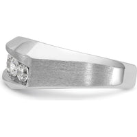 14K White Gold Men's 5-Stone Polished & Satin Ring with Round Brilliant Diamonds - 1.00 Carats Total Diamond Weight by IBGoodman