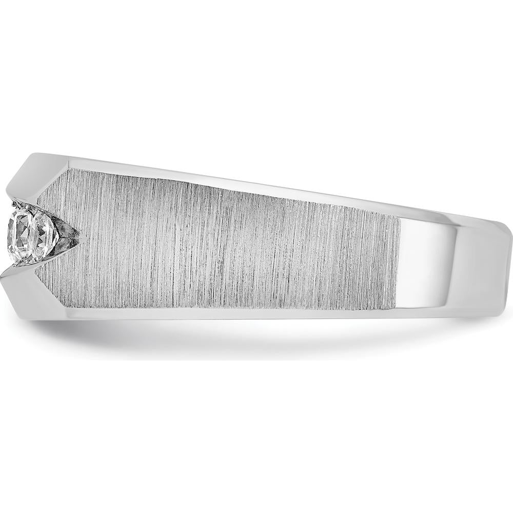 14K White Gold Men's 5-Stone Ring Mounting with Polished and Satin Finish by IBGoodman