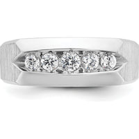 14K White Gold Men's 5-Stone Ring Mounting with Polished and Satin Finish by IBGoodman