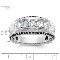 14K White Gold Men's 5-Stone Round Diamond Ring with Black Rhodium - 1.0 Carats Total Diamond Weight by IBGoodman