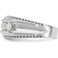 14K White Gold Men's 5-Stone Round Diamond Ring with Black Rhodium - 1.0 Carats Total Diamond Weight by IBGoodman