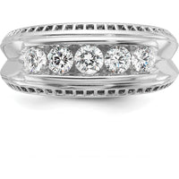 14K White Gold Men's 5-Stone Round Diamond Ring with Black Rhodium - 1.0 Carats Total Diamond Weight by IBGoodman