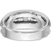 14K White Gold Men's 5-Stone Round Diamond Ring with Black Rhodium - 1.0 Carats Total Diamond Weight by IBGoodman