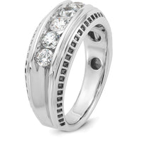 14K White Gold Men's 5-Stone Round Diamond Ring with Black Rhodium - 1.0 Carats Total Diamond Weight by IBGoodman