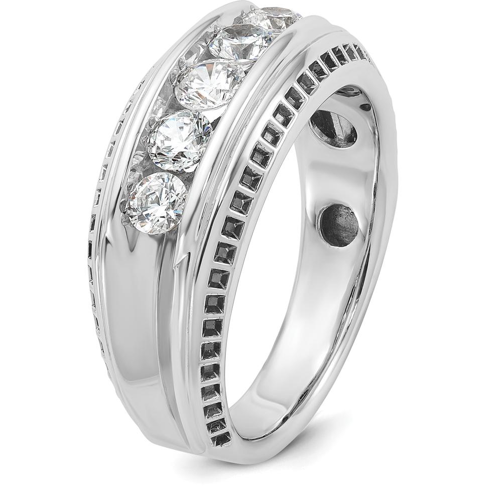 14K White Gold Men's 5-Stone Round Diamond Ring with Black Rhodium - 1.0 Carats Total Diamond Weight by IBGoodman