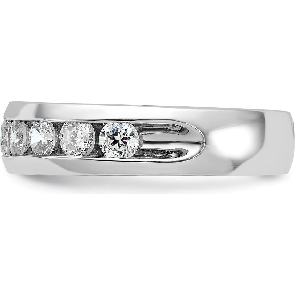 14K White Gold Men's 9-Stone Diamond Ring - 1.035 Carats Total Diamond Weight by IBGoodman
