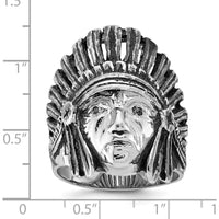14K White Gold Men's Antiqued Native American Headdress Ring - Rhodium Plated by IBGoodman
