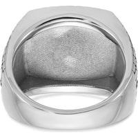 14K White Gold Men's Antiqued Onyx and Diamond Star Ring - 0.05 Carats Total Diamond Weight by IBGoodman