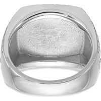 14K White Gold Men's Antiqued Onyx Star Ring with Cushion Shaped Black Onyx Stone by IBGoodman