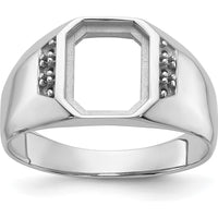 14K White Gold Men's Band Mounting with Octagon Emerald Setting for Onyx Stone - 10.20 x 8.20 mm by Monteluci Fine Jewelry