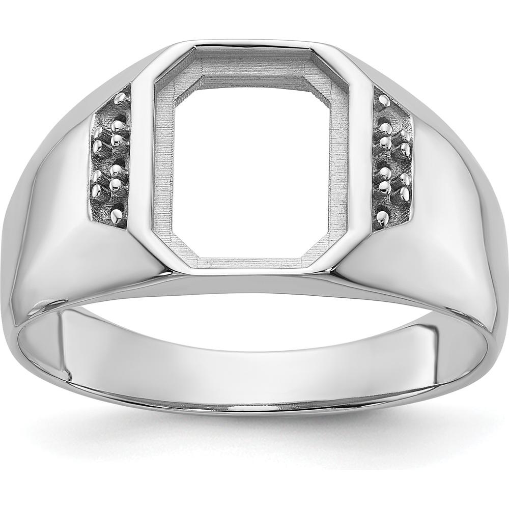 14K White Gold Men's Band Mounting with Octagon Emerald Setting for Onyx Stone - 10.20 x 8.20 mm by Monteluci Fine Jewelry