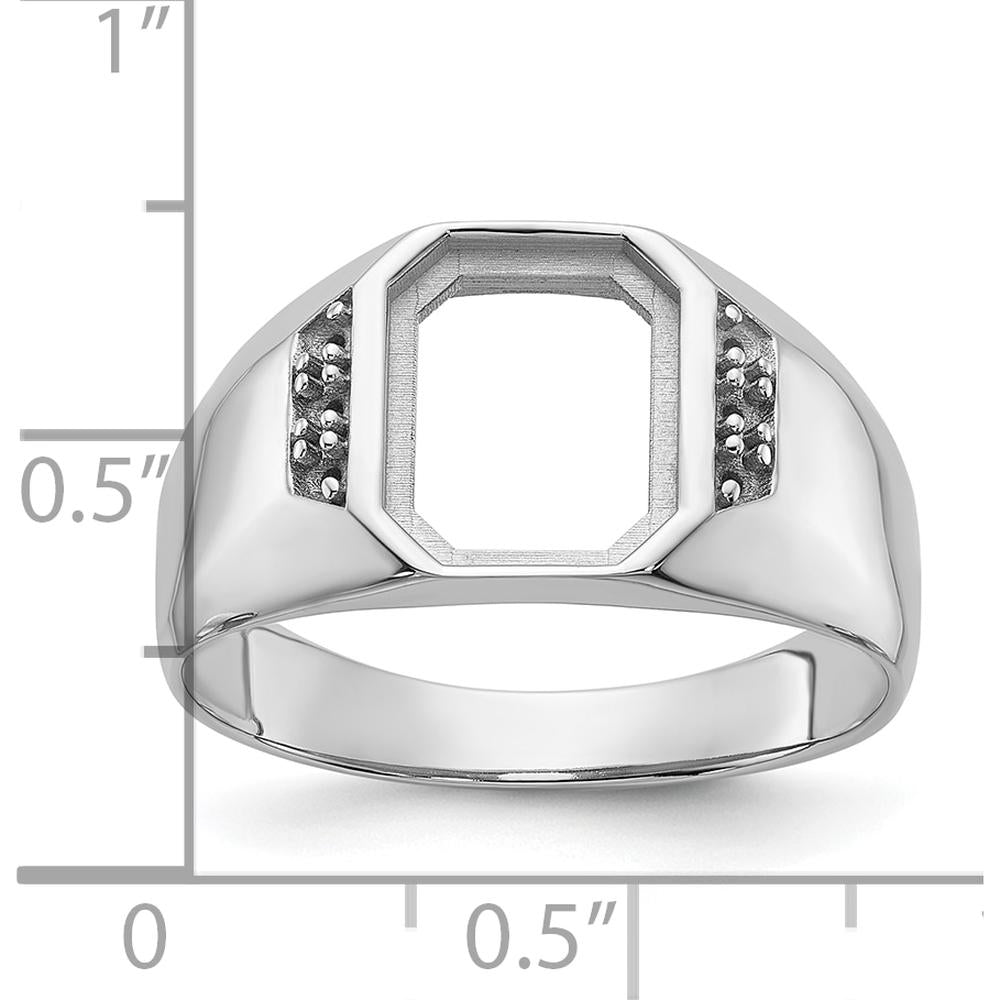 14K White Gold Men's Band Mounting with Octagon Emerald Setting for Onyx Stone - 10.20 x 8.20 mm by Monteluci Fine Jewelry