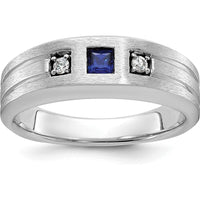 14K White Gold Men's Band Ring Mounting with Channel Set and Prong Set Diamonds by Oro Pregiato