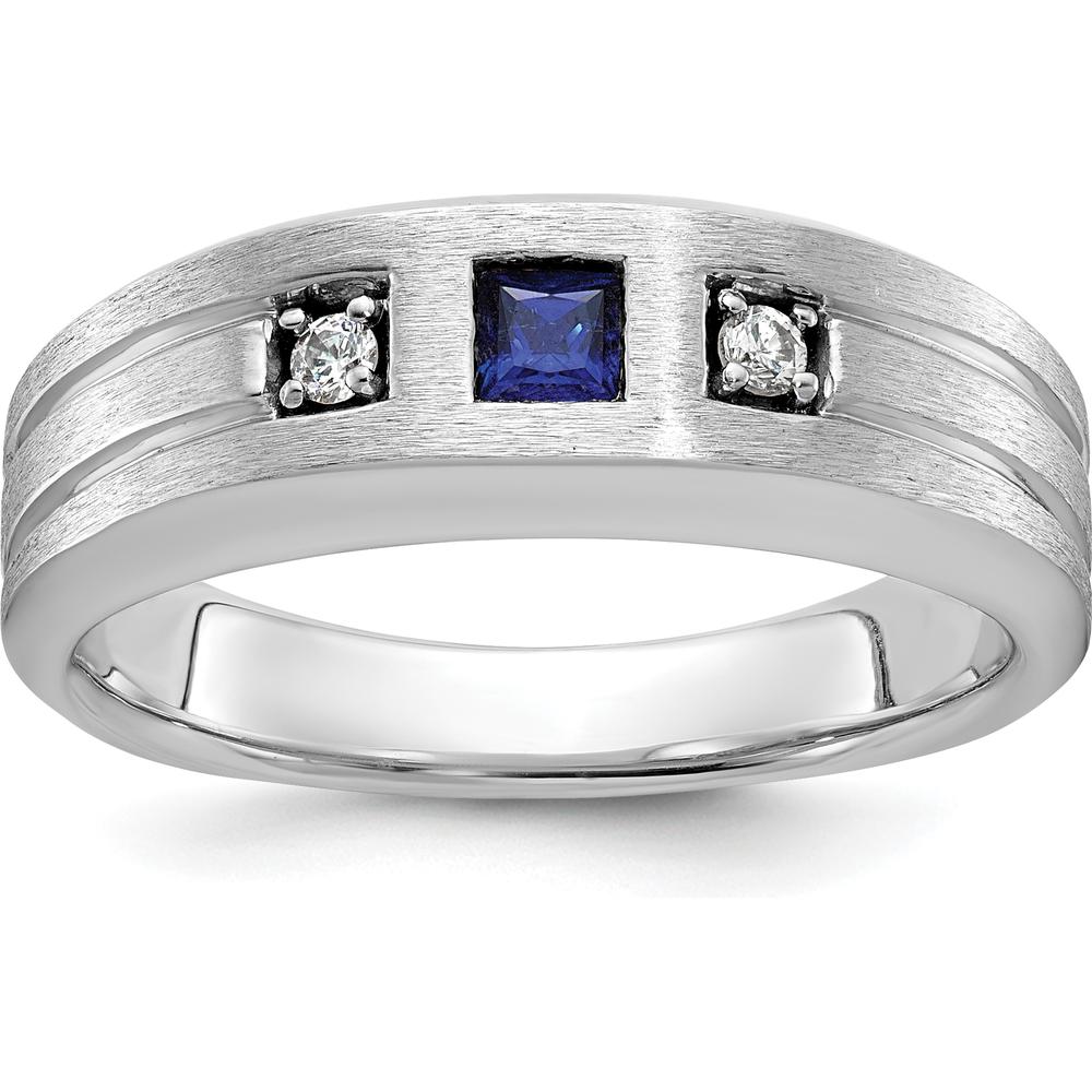 14K White Gold Men's Band Ring Mounting with Channel Set and Prong Set Diamonds by Oro Pregiato