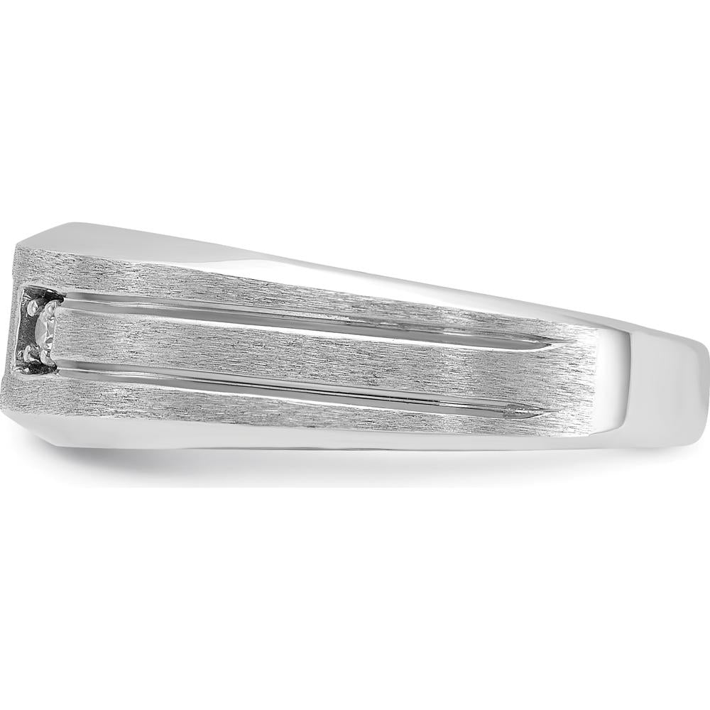 14K White Gold Men's Band Ring Mounting with Channel Set and Prong Set Diamonds by Oro Pregiato