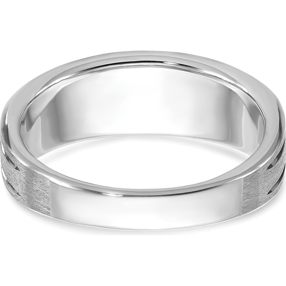 14K White Gold Men's Band Ring Mounting with Channel Set and Prong Set Diamonds by Oro Pregiato