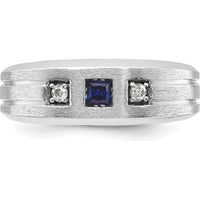 14K White Gold Men's Band Ring Mounting with Channel Set and Prong Set Diamonds by Oro Pregiato