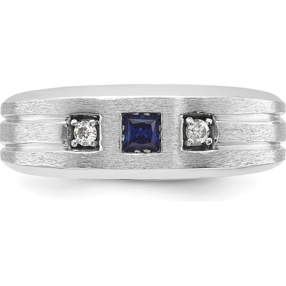 14K White Gold Men's Band Ring Mounting with Channel Set and Prong Set Diamonds by Oro Pregiato