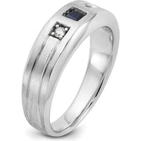 14K White Gold Men's Band Ring Mounting with Channel Set and Prong Set Diamonds by Oro Pregiato