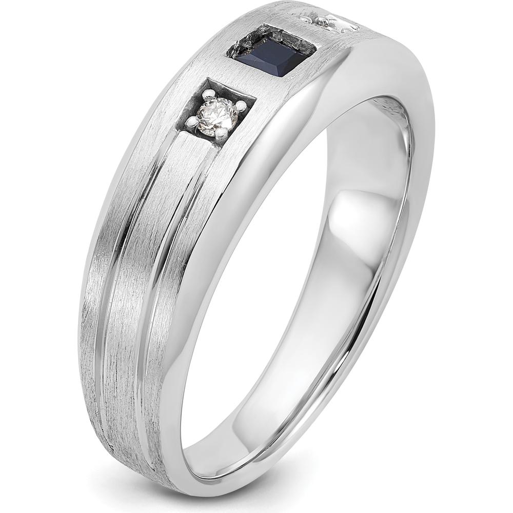 14K White Gold Men's Band Ring Mounting with Channel Set and Prong Set Diamonds by Oro Pregiato