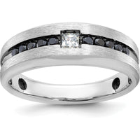 14K White Gold Men's Band Ring with Black and White Diamonds - 0.5 Carats Total Diamond Weight by IBGoodman