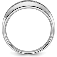 14K White Gold Men's Band Ring with Black and White Diamonds - 0.5 Carats Total Diamond Weight by IBGoodman