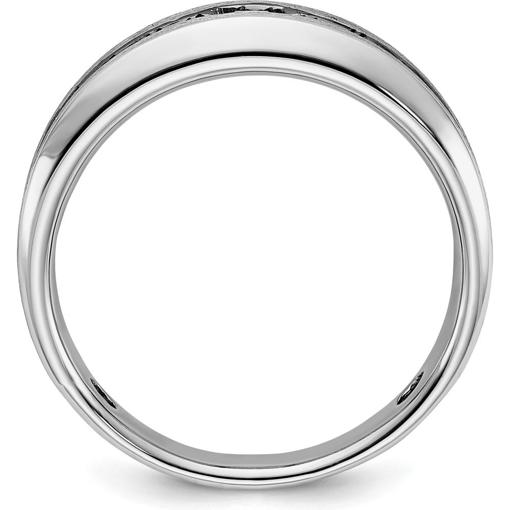 14K White Gold Men's Band Ring with Black and White Diamonds - 0.5 Carats Total Diamond Weight by IBGoodman