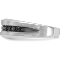 14K White Gold Men's Band Ring with Black and White Diamonds - 0.5 Carats Total Diamond Weight by IBGoodman