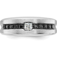14K White Gold Men's Band Ring with Black and White Diamonds - 0.5 Carats Total Diamond Weight by IBGoodman