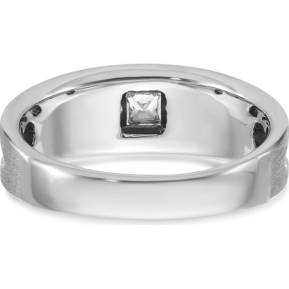 14K White Gold Men's Band Ring with Black and White Diamonds - 0.5 Carats Total Diamond Weight by IBGoodman