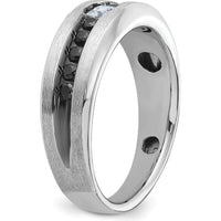 14K White Gold Men's Band Ring with Black and White Diamonds - 0.5 Carats Total Diamond Weight by IBGoodman