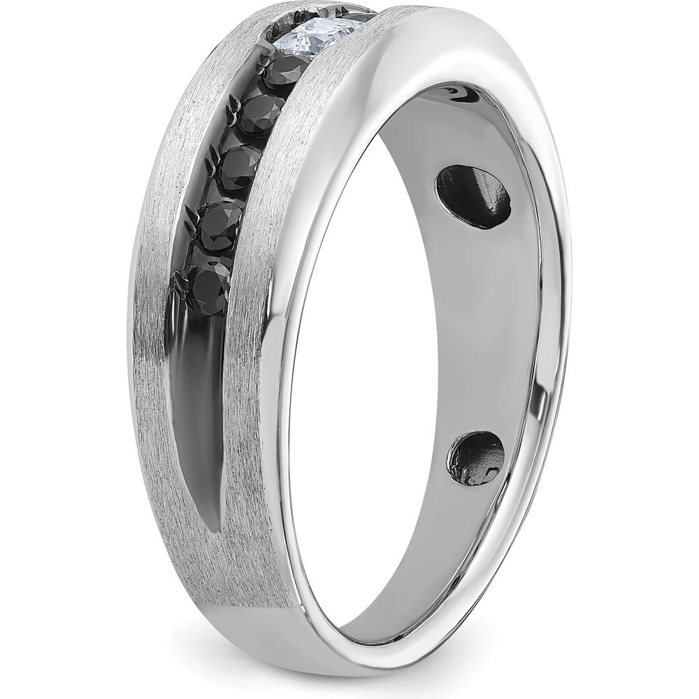 14K White Gold Men's Band Ring with Black and White Diamonds - 0.5 Carats Total Diamond Weight by IBGoodman